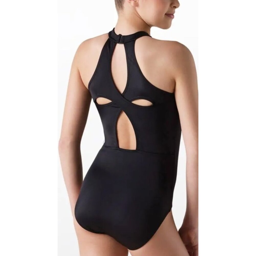 Women's Weissman Black High Neck Clover Back Leotard Style
14057 Size Small